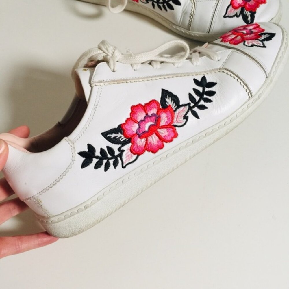Kate Spade Everhart Embroidered Floral Leather White Shoes Size 10.5 - Picture 7 of 9